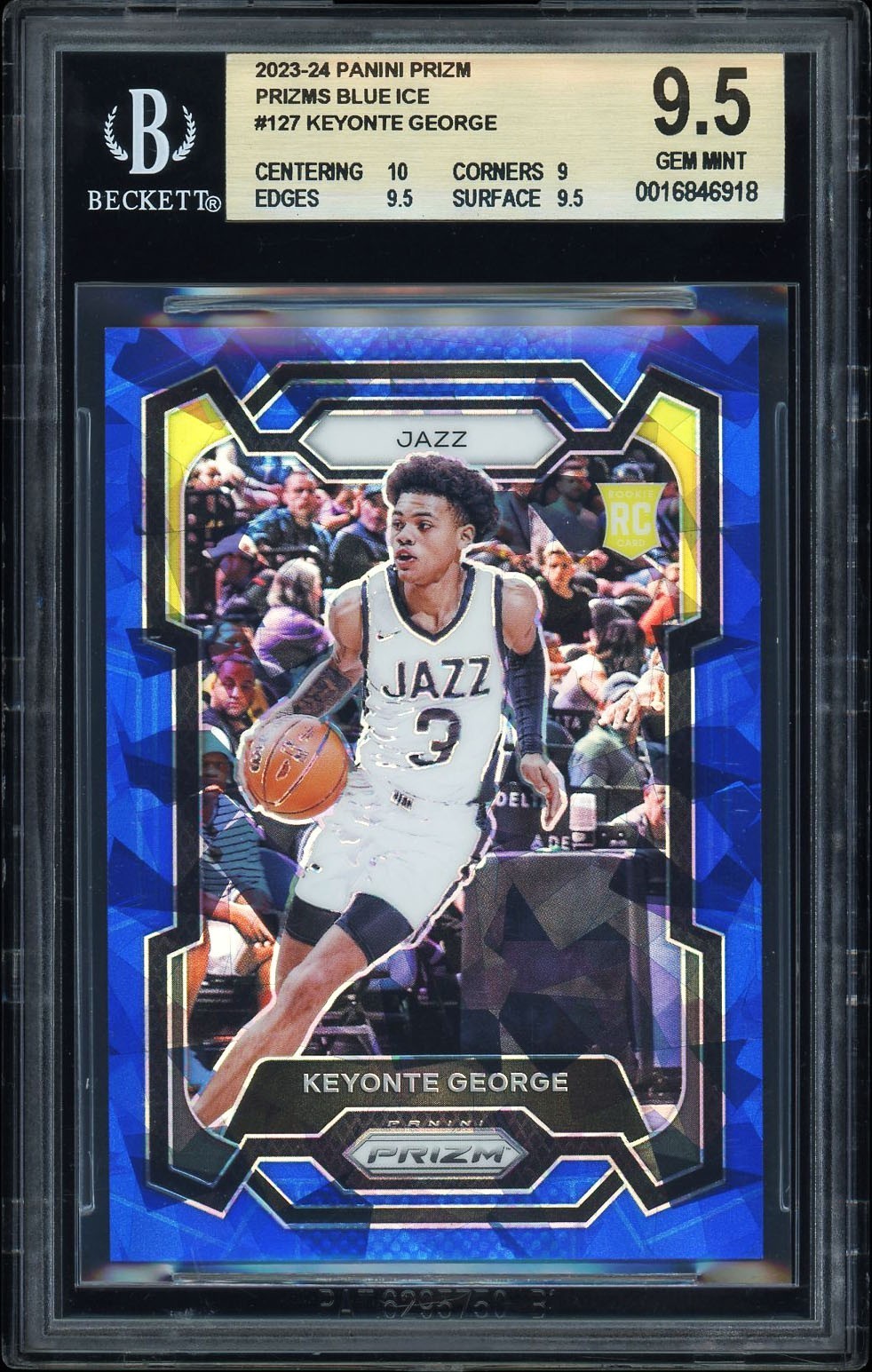 Keyonte George 2023-24 Panini Prizm #127 Blue Ice Rookie /125 BGS 9.5 Jazz