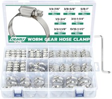 150PCS Adjustable Hose Clamps Assortment Kit, 1/4"-1-1/2" 6-38mm , 7 Sizes