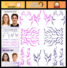 Purple Temporary Tattoo Stickers - 8 PCS Waterproof UV Fluorescent Body Art for