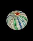 VTG Latticino Zanfirico Murano Art Glass Paperweight White Lace & Pastel Ribbons