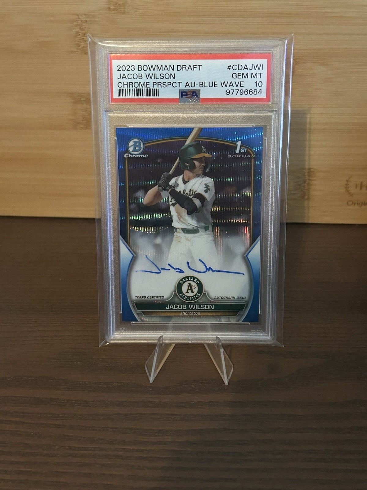 2023 Bowman Chrome Jacob Wilson Blue Wave Refractor 1st Auto 88/150 PSA 10