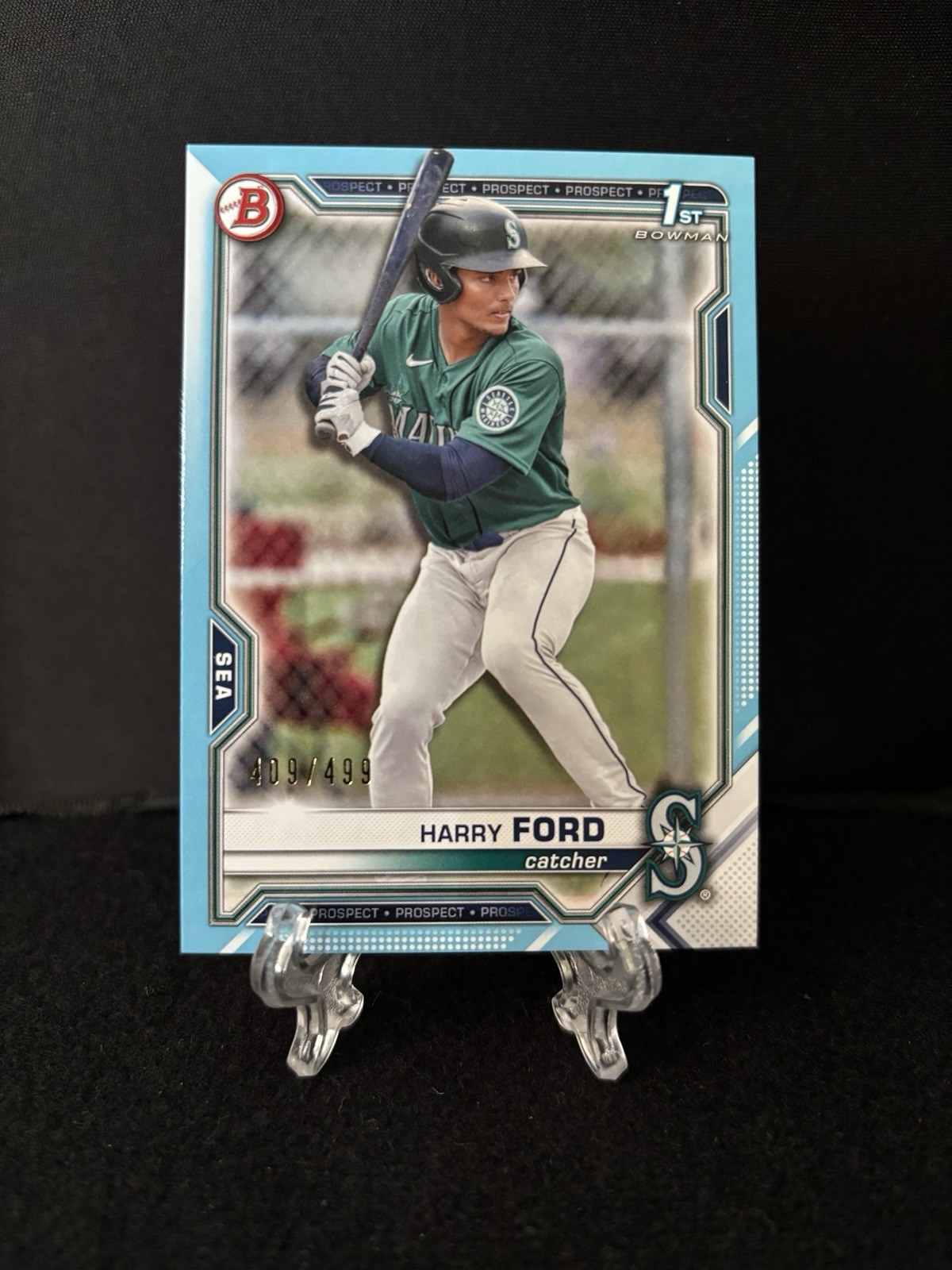 Harry Ford 2021 Bowman Draft 1st Sky Blue Parallel #409/499 Mariners #BD-1