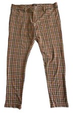 J. McLaughlin Women's Plaid Stretch Ankle Pants Size 12 Pink Blue Gold Characte