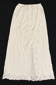 Vintage Opalite Half Slip Womens Small White Nylon Lace Trim Lingerie USA 70s