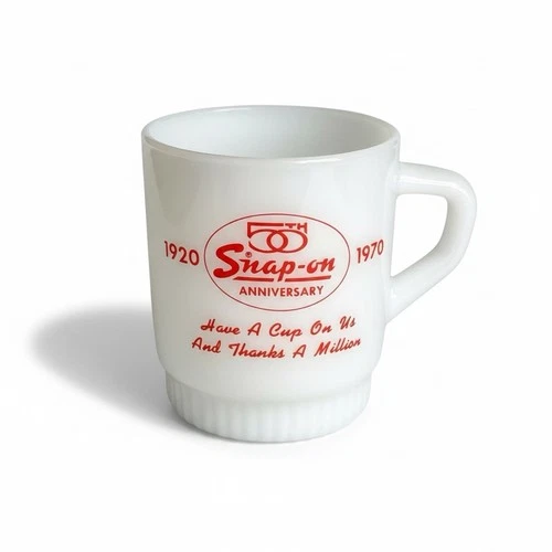 Vintage Fire King Snap-on Tools 50th Anniversary Mug 1920-1970 Milk Glass