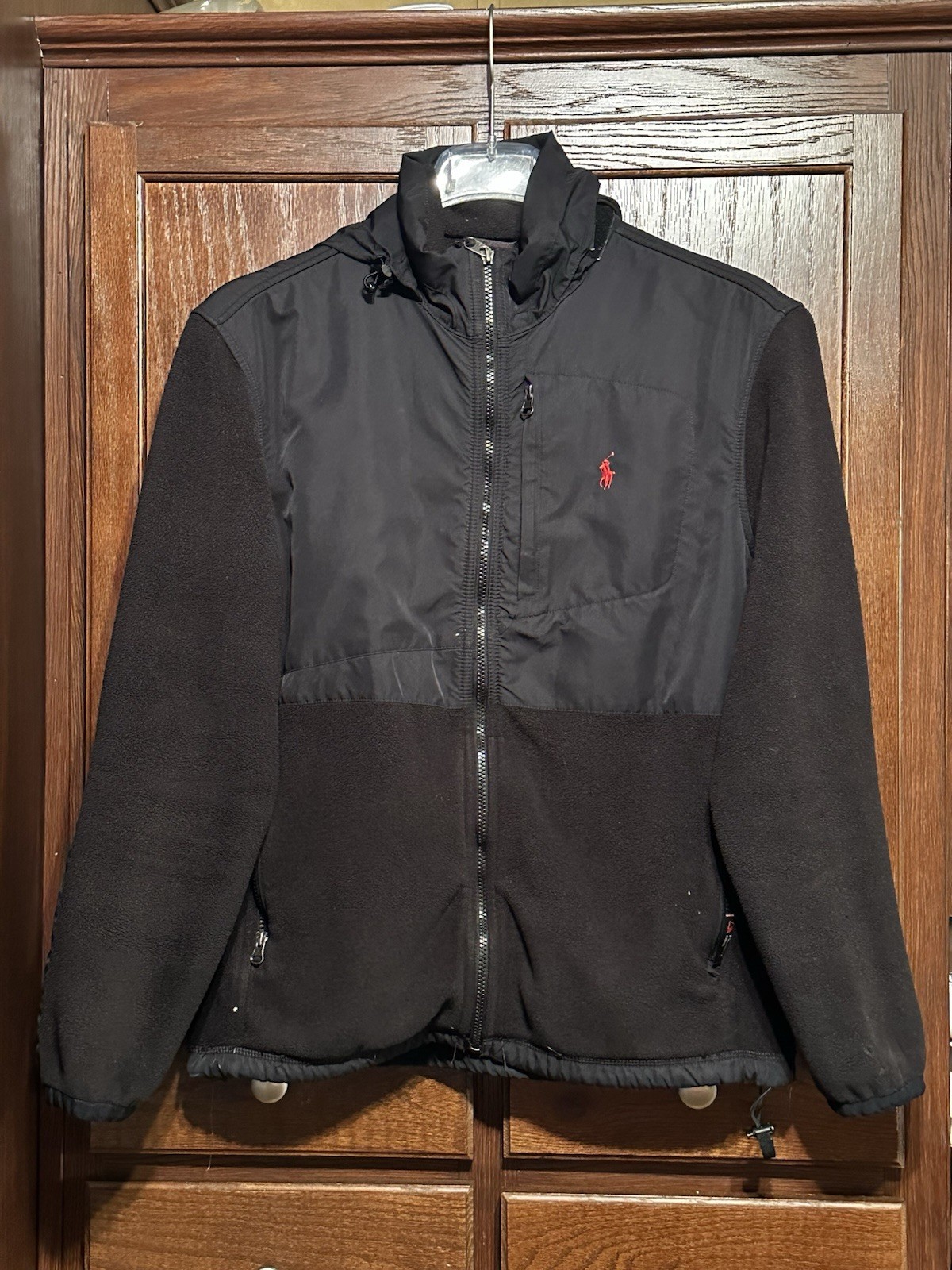 Giacca Polo Ralph Lauren vintage uomo media nera rossa pony pile