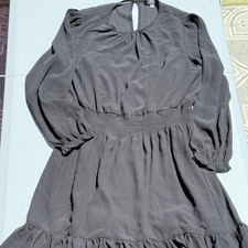 J.Crew Black Tiered Empire Waist Flowy Long Sleeve Dress Woman's Small