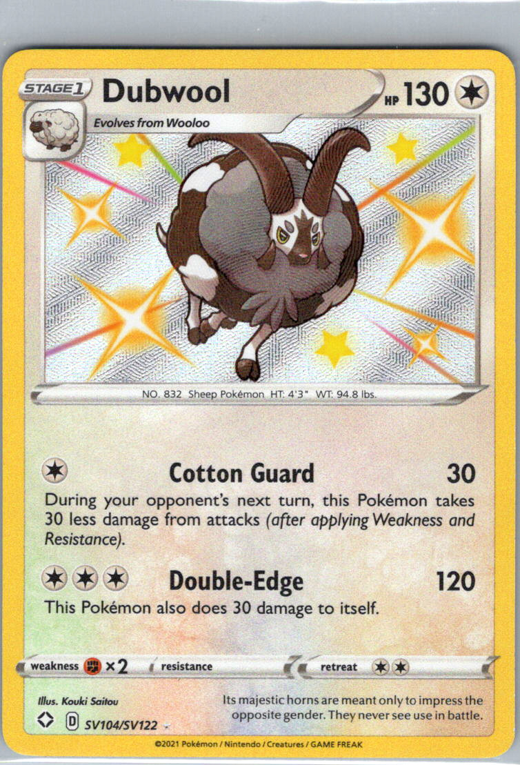 Dubwool Shiny Holo Rare Shining Fates: Shiny Vault SV104/SV122 NM 2021 Kouki Sai