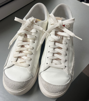 Nike Blazer Platform Low Top Leather Lace-Up Sneaker White/Gray DJ0292-105