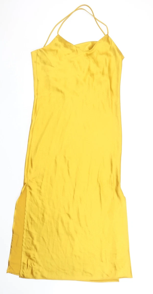 topshop yellow satin slip dress Bridesmaid Dress Topshop Gold Slip Dress Grace Loves Lace Silky Satin Midi  Gold