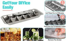 Metal Ice Cube Trays, Stainless Steel Ice Cube Trays, 18-Slot Ice Cube Tray with