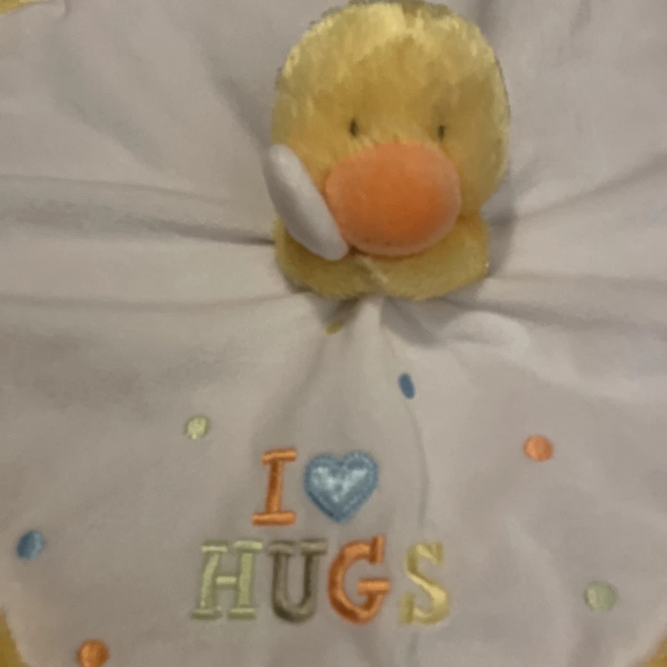 Manta de seguridad Carters blanca I Love Hugs corazón pato lunares Lovey Baby Foto 2 de 4