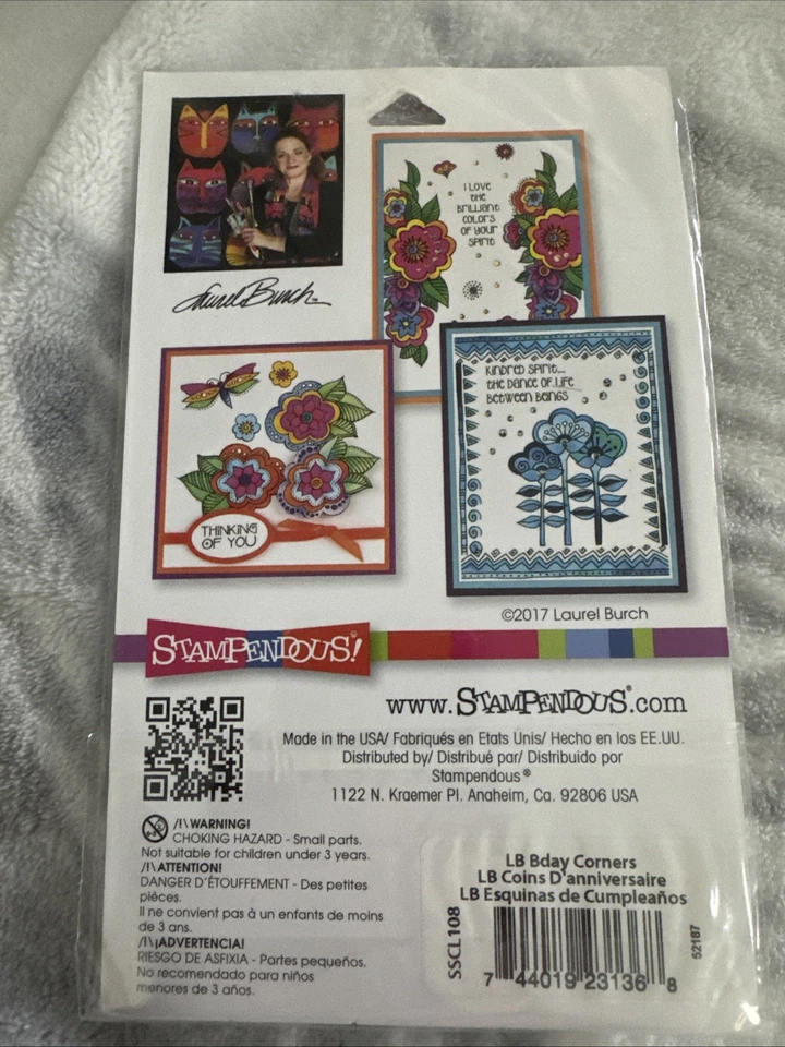 Stampendous SSCL108 Laurel Burch Cumpleaños Esquinas Juego de Sellos Transparentes Nuevo Foto 2 de 3