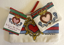 NWT 2019 Brighton In Love We Trust Painted Canvas Zip Pouch Set Makeup Wallet