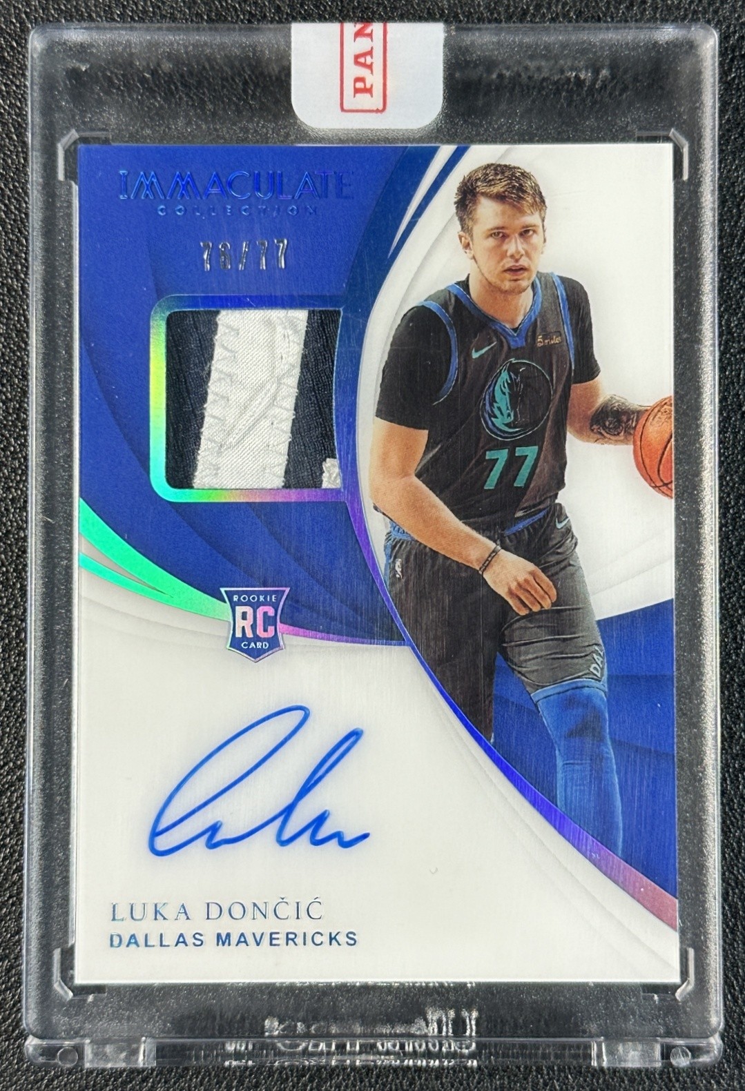 LUKA DONCIC 2018 IMMACULATE #124 ROOKIE PATCH AUTO JERSEY NUMBER PARALLEL 76/77