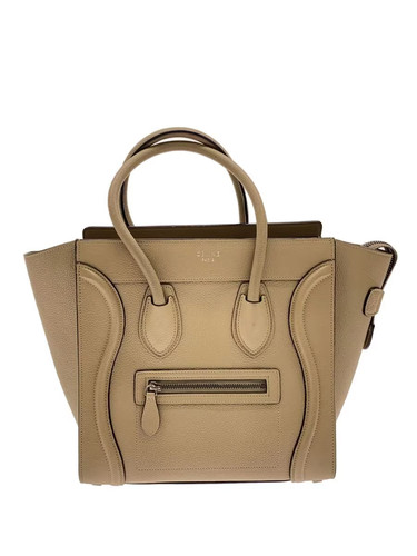Celine Luggage Micro Handbag Leather BEG Unisex #SSB13354