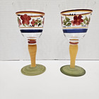 Gibson Designs Bella Wine Goblets Glasses Hand Painted MultiColor Stemware set 2