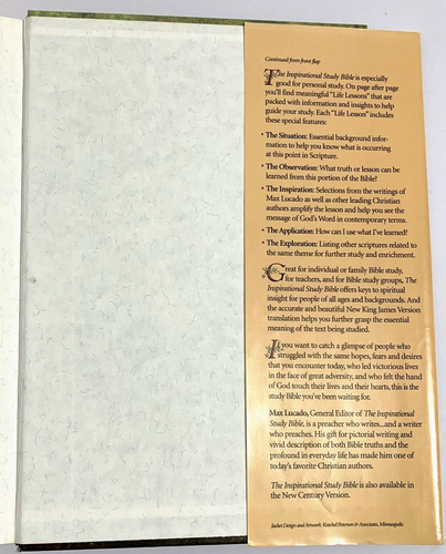 The Inspirational Study Bible By Max Lucado New King James Version Hardcover - Picture 4 of 17