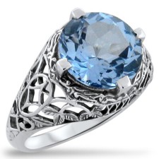 CLASSIC STYLE 5 CARAT SIMULATED SKY BLUE TOPAZ 925 STERLING SILVER RING 327z