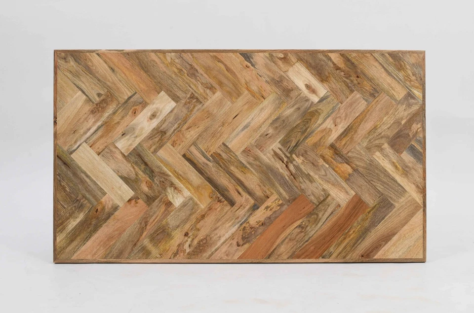 Rectangle Solid Mango Wood Dining Table Herringbone, Black Spider Legs - 180cm - Image 4 of 4