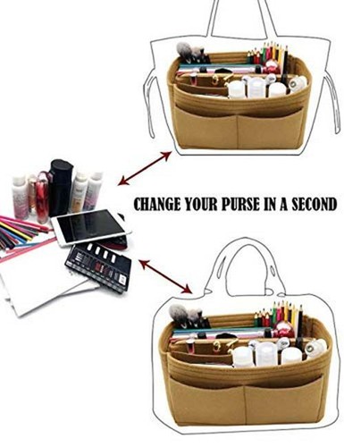 Felt Purse Bag Organizer Insert with zipper Bag Tote Assorted Sizes , Colors - Picture 30 of 61