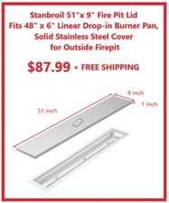 Stanbroil 51" x 9" Stainless Steel Fire Pit Cover Fits 48 x6 Fire Pits