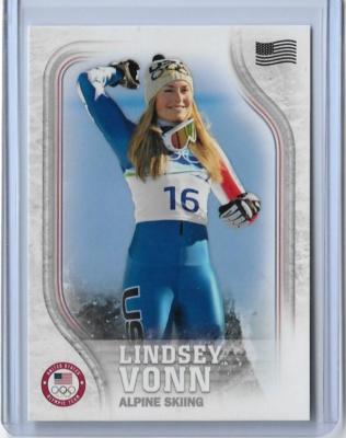2018 TOPPS OLYMPICS LINDSEY VONN ''FLAG'' ALPINE SKIING CARD /99 ~ USA-4