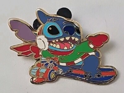 Disneyland Resort Paris Refresh Lanyard Winter Stitch on Aero-Skate Disney Pin 