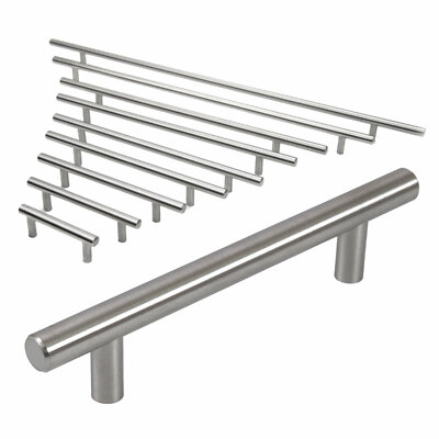 Bar Pull Cabinet Handle Brushed Nickel Solid Stainless Steel 12 mm