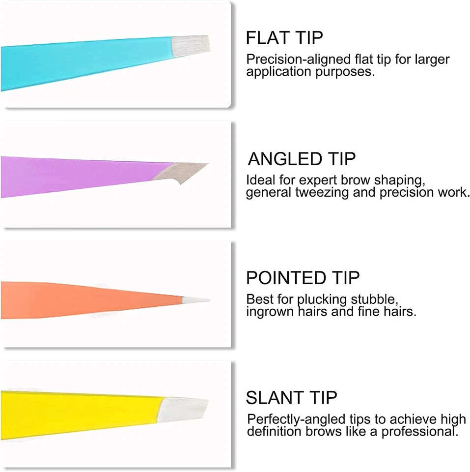 Juego de 4 pinzas profesionales de acero inoxidable kit de depiladora encarnada Foto 3 de 4