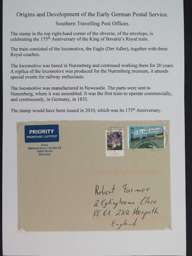 Vorphila German Postal History 175th Anniversary King of Bavaria's Royal Train