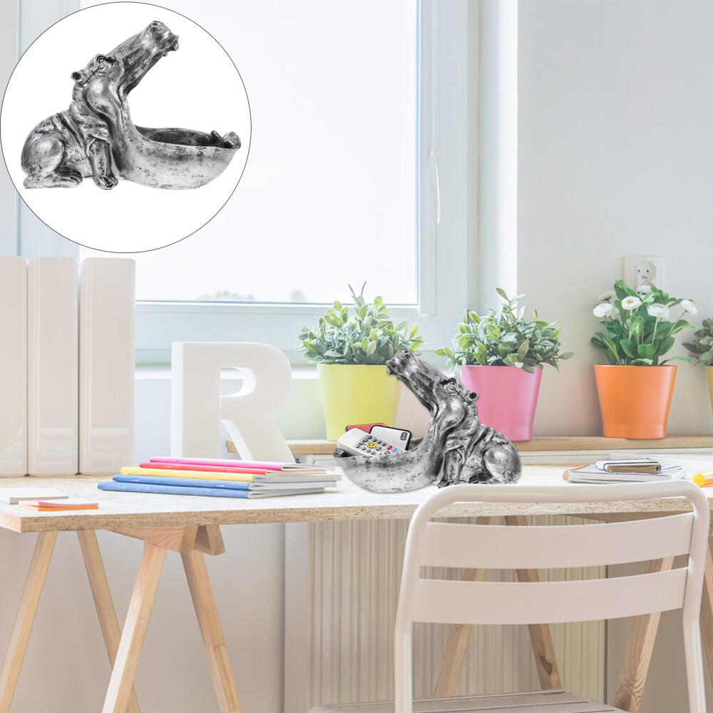 Cell Phone Storage Container Hippopotamus Shape Desktop Decor Drip Mat Figurine
