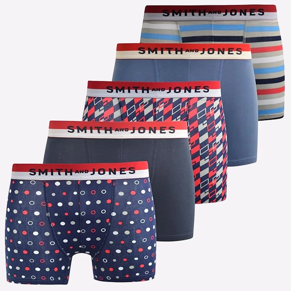 SAVE BIG - Smith & Jones Mens Classic Luxe Underwear 5pk Comfort Boxer Shorts