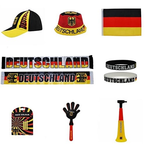 Piersando Deutschland Fan Set - Autoflaggen, Tröte, Schminke & Sonnenbrille Für EM WM