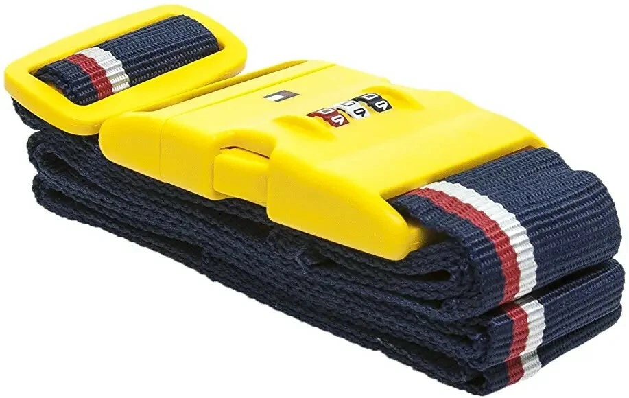 Tommy Hilfiger Lock Luggage Strap Yellow with Combination Lock