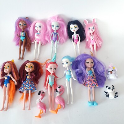 Enchantimals Modepuppen Spielfiguren Mattel 11 Stück + 4 Haustiere Konvolut