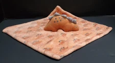 Stegosaurus Dinosaur Hudson Baby HB Lovey Security Blanket Orange Gray 14"x14"