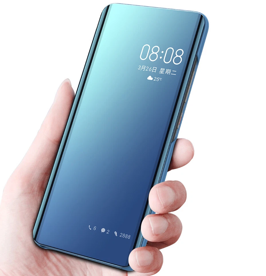 For-Samsung Galaxy S23 S22 S21 Plus S20 FE Note20 Ultra Mirror Leather Flip Case - Image 3 of 4