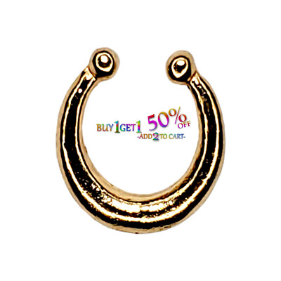 FAUX FAKE SEPTUM CLICKER CZ Clip-On Nose Ring Non-Piercing Hanger Hoop 9068 2