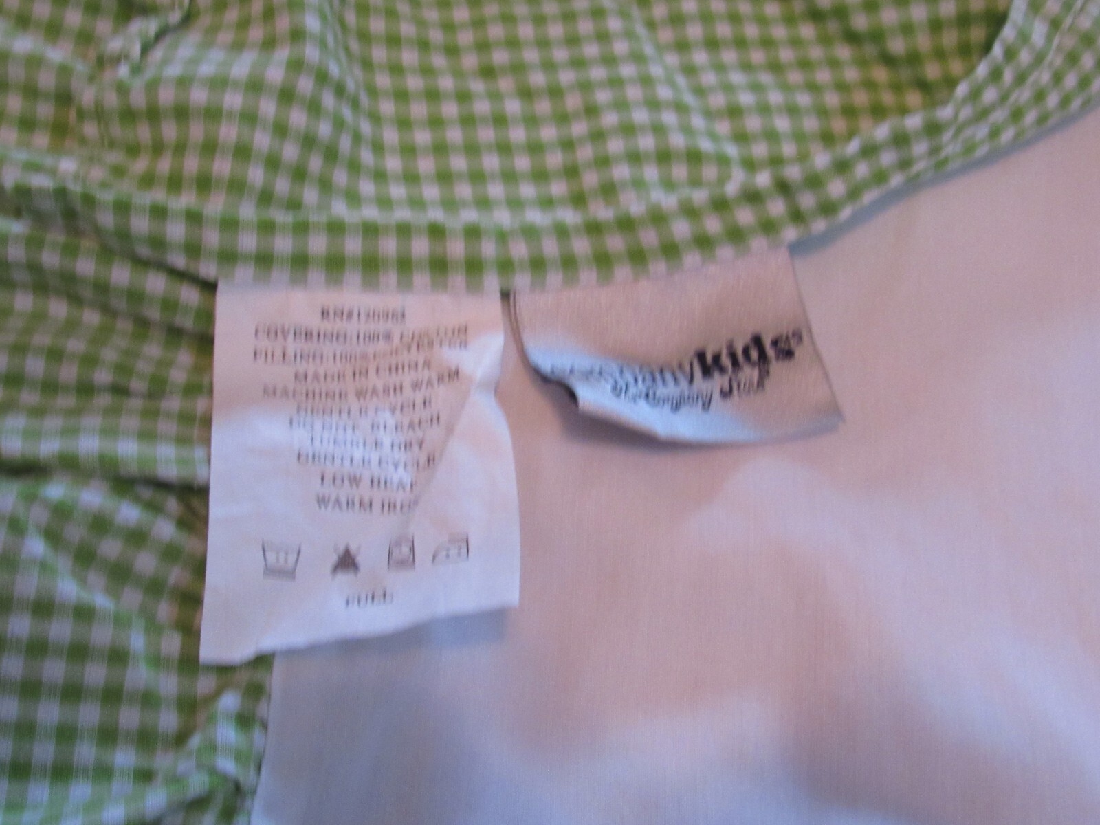 The Company Store Kids Green & White Gingham Full Size Bedskirt 56