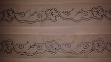 Vintage Blumen Bord&uuml;re Stickerei Transfermuster Rotkehlchen 1014
