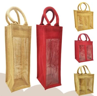 Reusable Jute Wine Bottle Bags Single Twin Triple Champagne Liquor Gift Bag