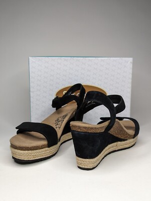 Aetrex Sydney Espadrilles Wedge Sandals Arch Support Black
