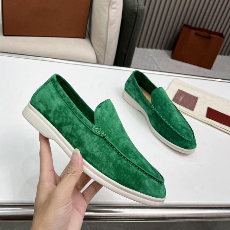 Italian Style Slip On Casual Loafers Mens Real Suede Leather Flats - Main Image