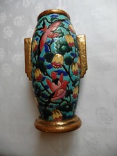 LONGWY :BEAU VASE ANCIEN/DECOR RARE/voir texte et photos