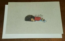 Gibson Greetings 1-Liners blank notecard, cute porcupine & pincushion 