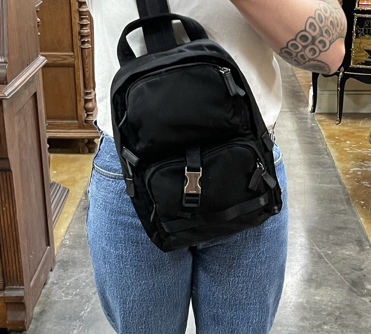 PRADA Backpack Tessuto Nylon Montagna Sling Black Mini | eBay PRADA Backpack Tessuto Nylon Montagna Sling Black Mini | eBay