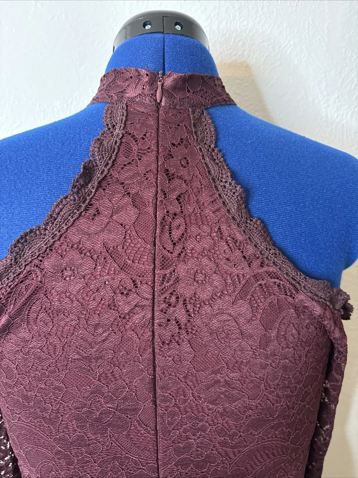 Vestido Corto Yoins Your Inspiration Cuello Alto Hombro Caído Encaje Forrado Para Mujer’s L Foto 4 de 4