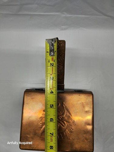Art deco copper Silent Butler / Ashtray embossed crane / heron 1930s - Picture 7 of 23