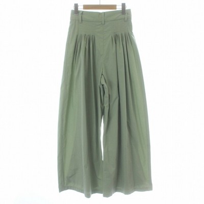 CLANE TUCK DESIGN WIDE PANTS HIGH WAIST 1 S GREEN 14110-7272 KL 